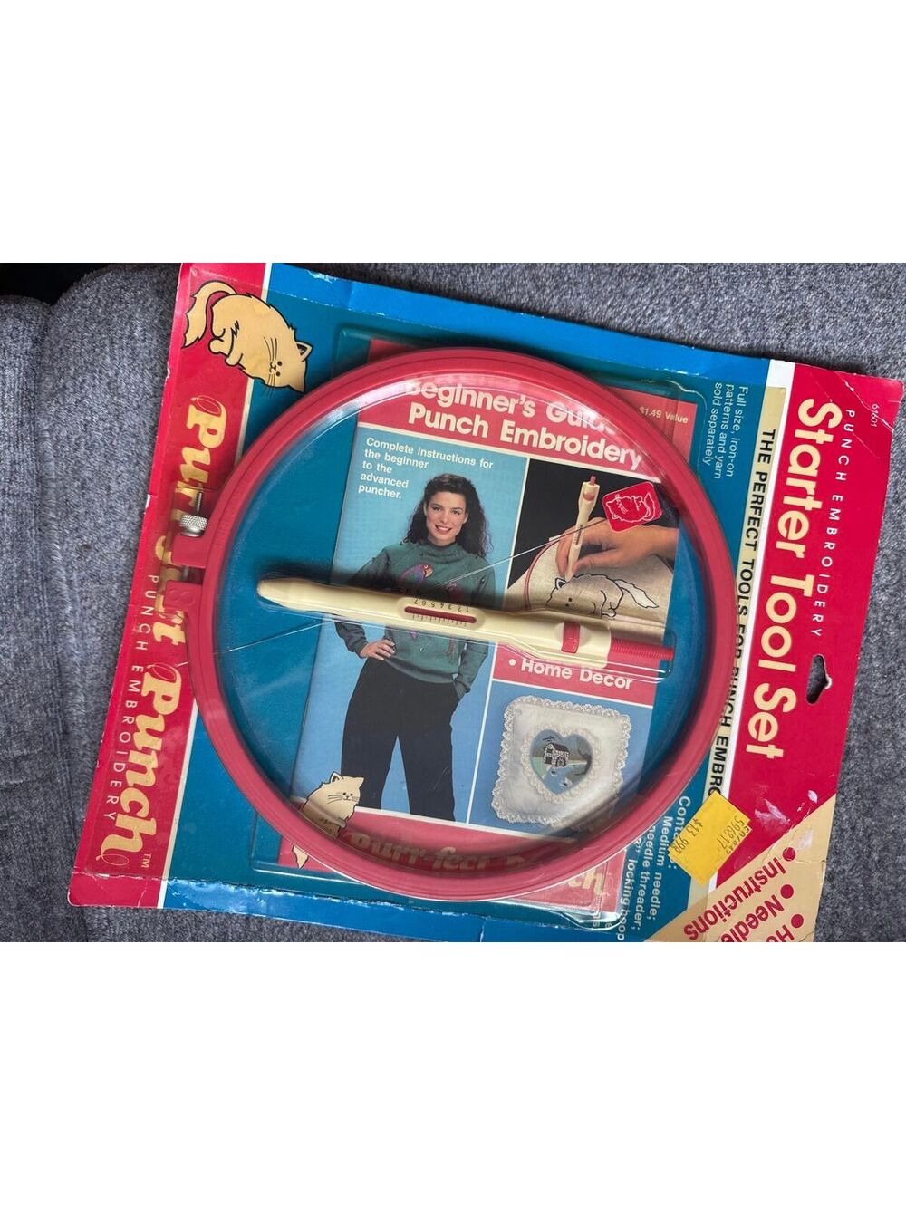 Vintage 1989 Punch Embroidery Starter Tool Set Purr-fect Punch Kit
